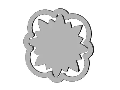 Rounded square carved scroll frame and faceted rosette relief 3D print model