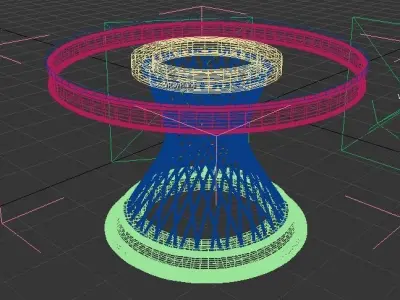 White Marble Round and Gold Dining Table Free 3D model