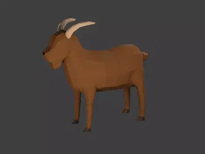 Goat 3D Model Low Poly Game Ready Blender Low-poly 3D model