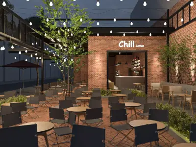  Brick coffee shop 3D model