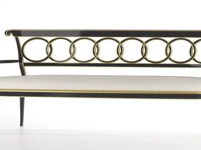 Bench gold with cushion Low-poly 3D model