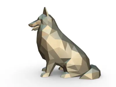 collie low poly dog 3D print model