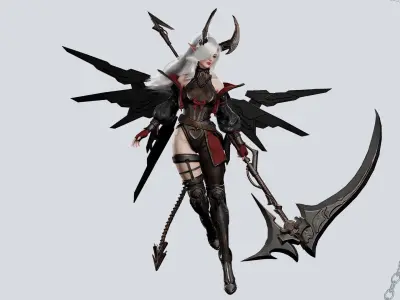 Cosmo Succubus Girl - Game Ready Low-poly 3D model