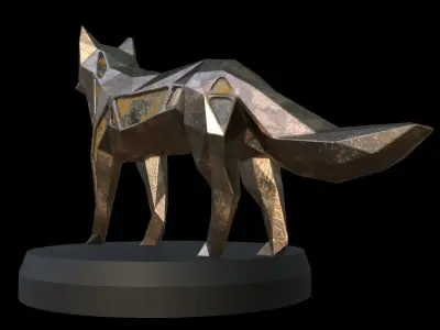 Steampunk Fox Pose Low-poly 3D model