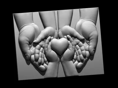 Heart in hand 3D print model 3D print model