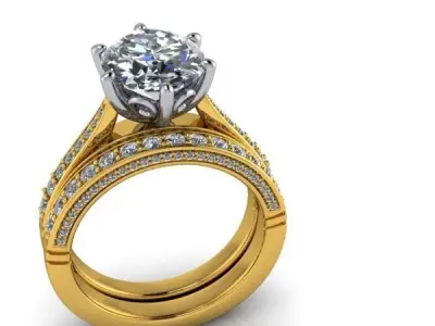 2 Carat Oval Cut Classic Vintage Bridal ring 3D model 3D print model