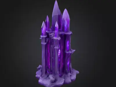 Eldritch Amethyst Crystal Spire Low-poly 3D model