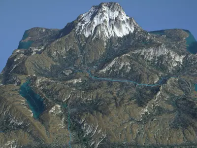 Alpes Mountains landscape terrain game engine 3D model