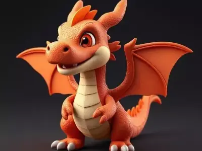 Adorable Orange Dragon 3D Model 3D model