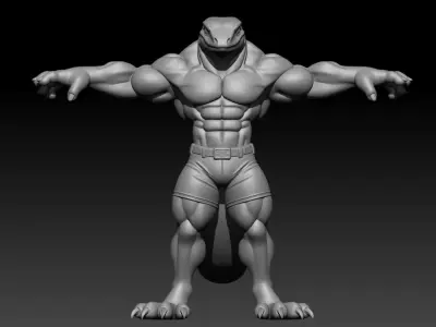 Humanoid Reptile  Low Poly Game Ready 3D Model Low-poly 3D model