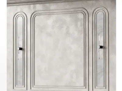 Wall decor kit with moldings Half-round stucco arches 3D model