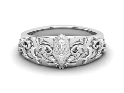 Lion ring with ornaments 3D print model