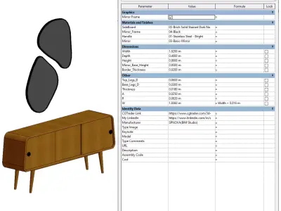 Parametric Mirror and Console Set for Revit 3D model
