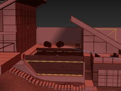 Mountian Villa Exterior with pool 3D model