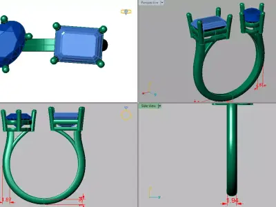 toi and moi ring  3D print model