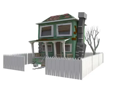 cartoonish stylized house  Free low-poly 3D model