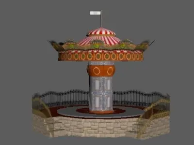 Spinning carousel with horses up and down Low-poly 3D model