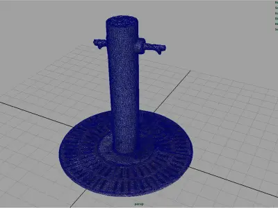 Fountain wooden pole with handle Low-poly 3D model