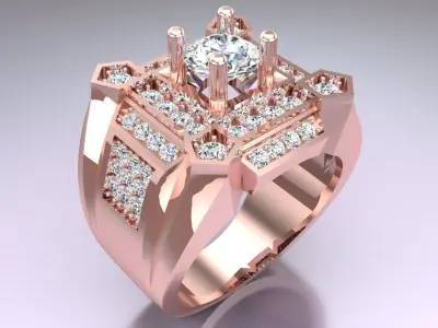 Diamond Rings - Mens Rings - N334 3D print model