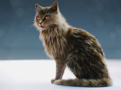 Custom License Hyper Realistic Cat model with Fur and shaders 3D model