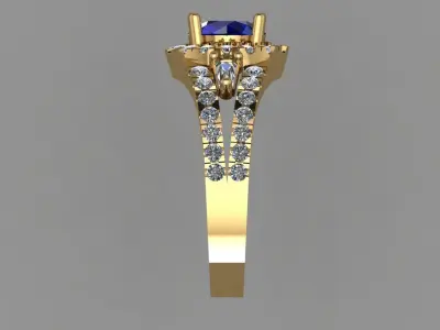 Blue Sapphire With Diamond Women 3D Ring Print Model 3D print model