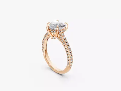 Solitaire  heart diamond ring hidden halo -RJ040 3D print model