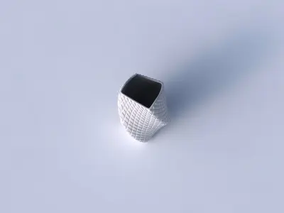 Vase twisted arc quadratic with diagonal grid bulges 3D print model