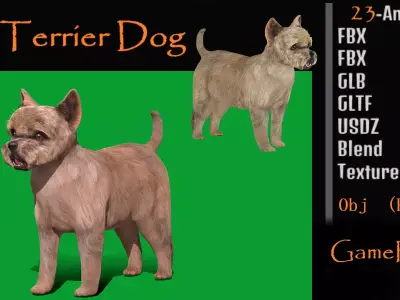 Cairn Terrier Dog Low-poly 3D model