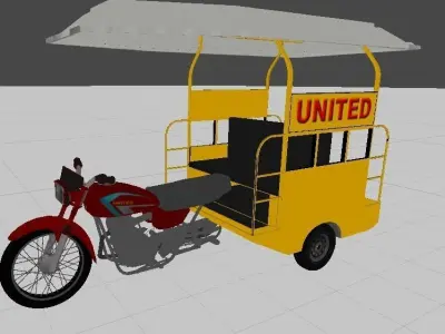 United Chingchi Rickshaw Model Low Poly Low-poly 3D model