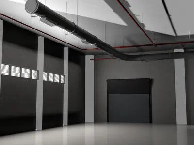 GARAGE 2 car studio interior Warehouse Low-poly 3D model