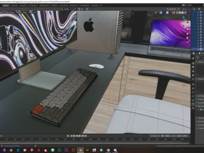 Low-poly Cool 3D gaming set-up Low-poly 3D model