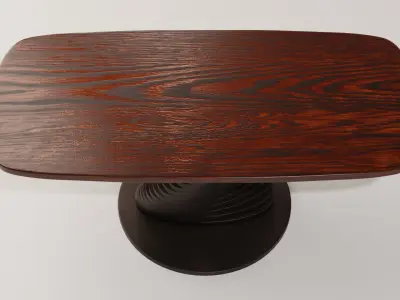 Wooden table with spiral base - stylized furniture model 3D model