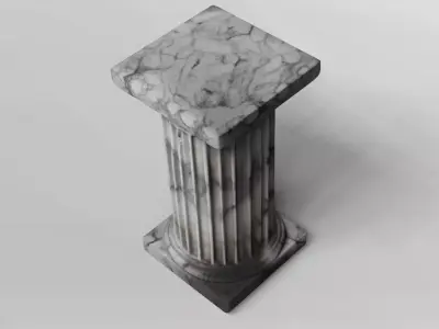 Polished Marble Ionic Column Pedestal 3D model