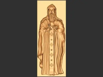 pendant - wood carved - icon St  Shenouda The Archimandrite 3D print model