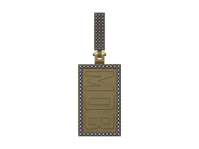 MOB diamond rectangular pendant with iced bail 3D print model