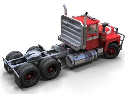 Classic semitruck Low-poly 3D model