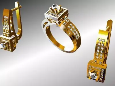 Gold Ring and rings 3D print model