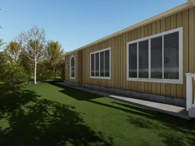 3 Bedroom Ranch House Plan 3D model