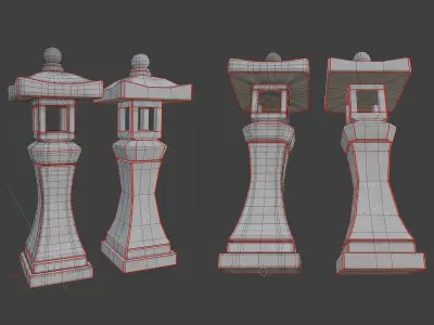 Pagoda Stone Statue Low-poly 3D model