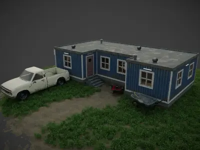 building with interior Low-poly 3D model