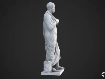 Sophocles Antique Statue - Old Granite Low-poly 3D model