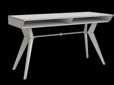 V Legs Wooden Desk Low-poly 3D model