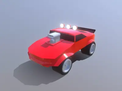 Rock N Roll Racing Inspired Racing Truck - Low Poly 3D Model Low-poly 3D model