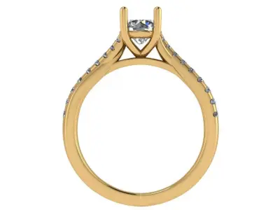criss cross solitaire ring cathedral shank  3D print model