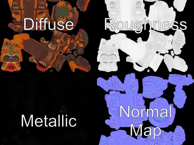 Traditional Totem Pole Model Pack with Detailed Carvings Low-poly 3D model