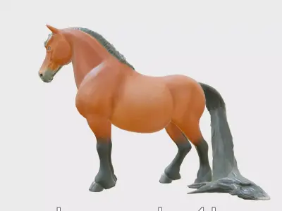 Majestic Bay Friesian Horse 3D Model Low-poly 3D model