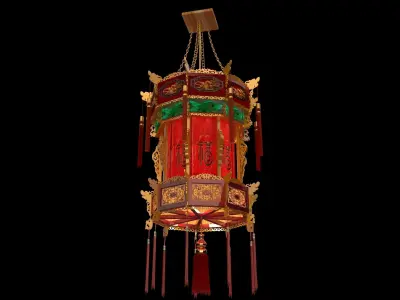 Chinese red palace lantern  3D model