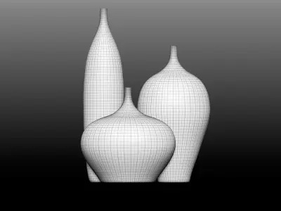 Set of vases Low-poly 3D model