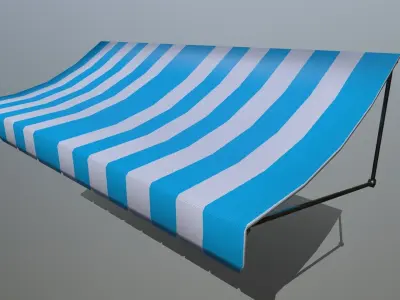 awning striped Low-poly 3D model