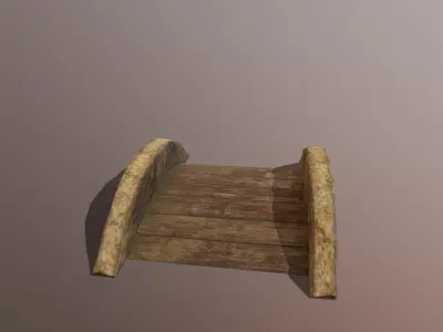 Garden bridge stone and wood low poly Free low-poly 3D model